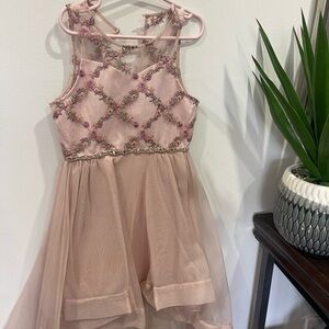 Elegant Pink Floral Kids Dress